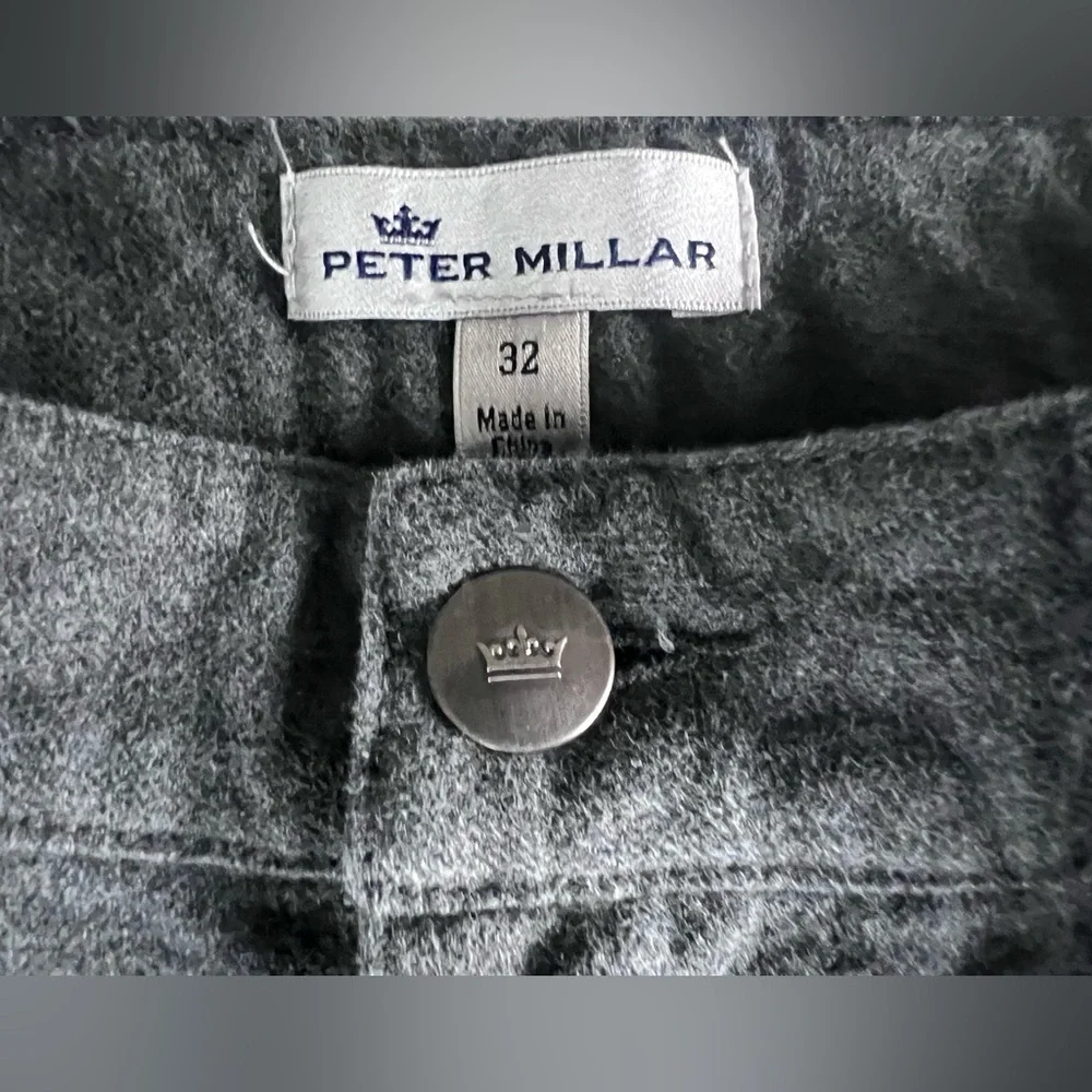 Peter Millar Mens Mountainside Flannel Five Pocket Pant Sz 32 Charcoal Grey